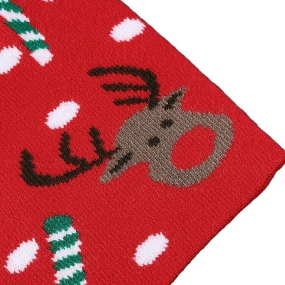 Reindeer Candy Cane Knit Beanie Hat - Picture 3 of 5